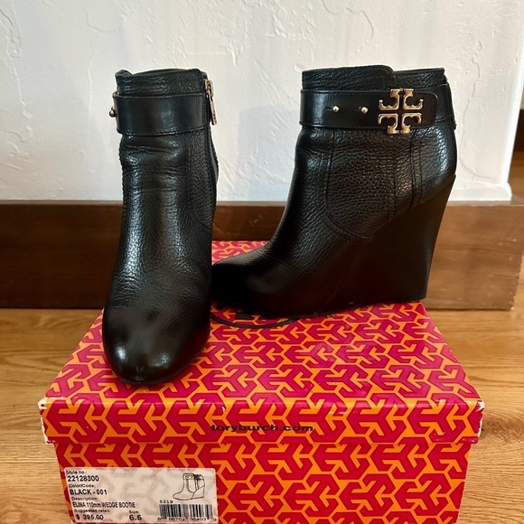 Tory Burch Elina 110mm Wedge Boot - Black - Size 6.5 - Picture 4 of 11